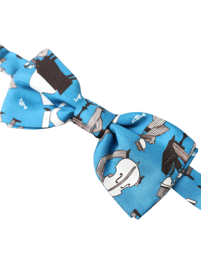Nœud papillon ajustable en soie Dolce &amp; Gabbana Blue Jazz Club