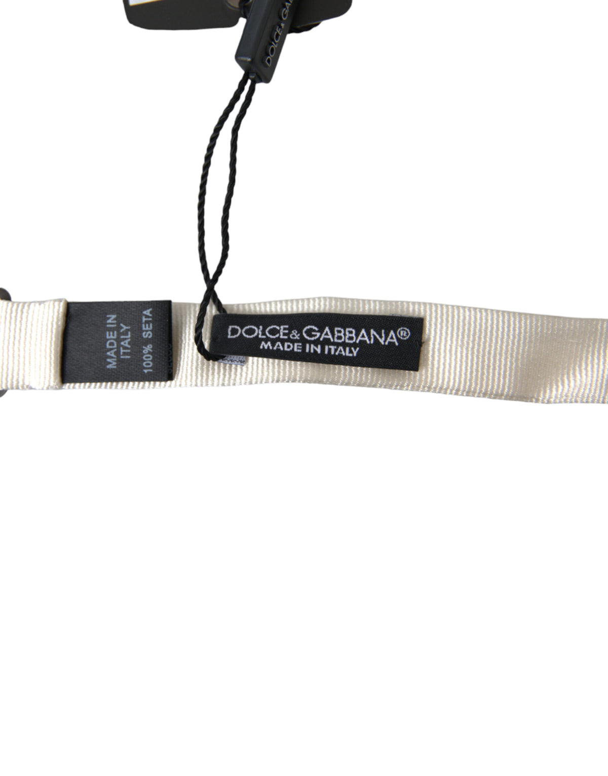Nœud papillon fin ajustable en soie blanche Dolce &amp; Gabbana