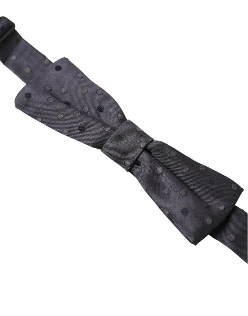 Nœud papillon ajustable en soie à pois bleus Dolce &amp; Gabbana pour homme