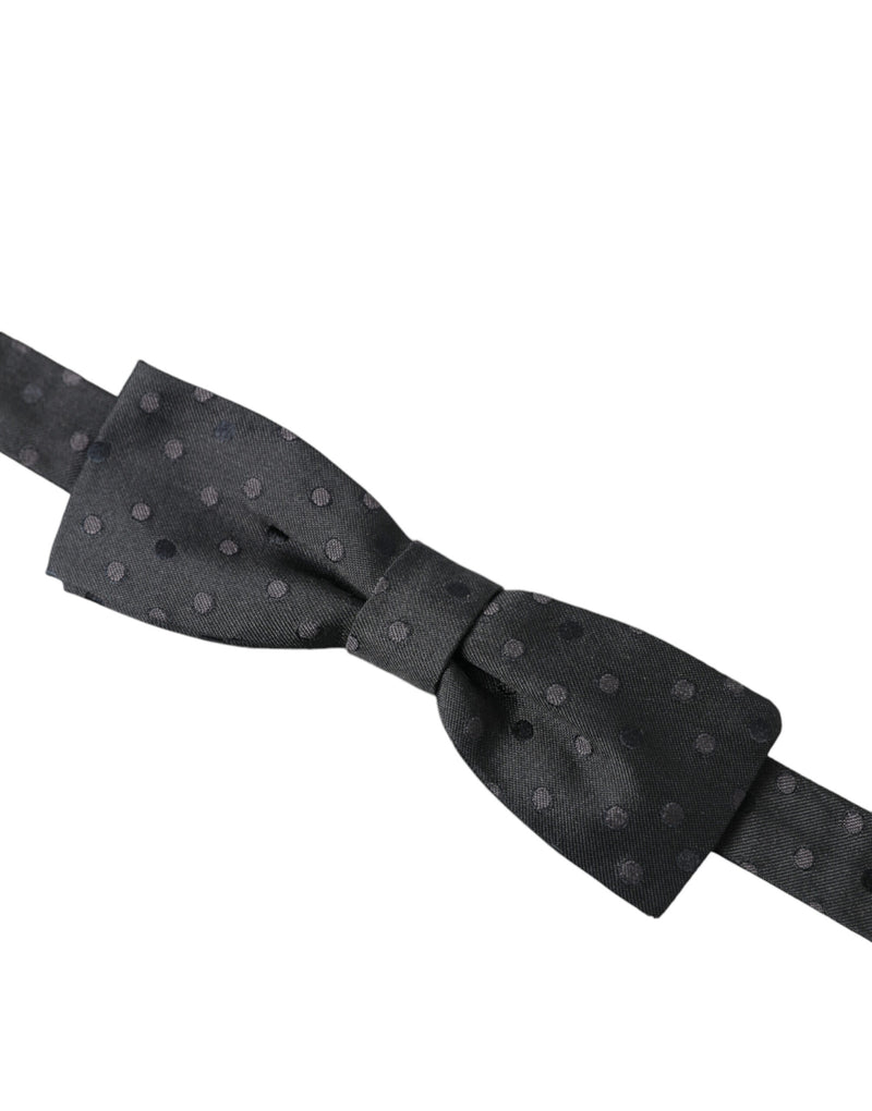 Dolce &amp; Gabbana Grijze Zijden Vlinderdas met Verstelbare Hals en Polka Dots voor Heren
