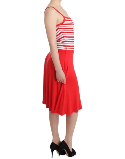 Roccobarocco Robe trapèze en jersey rayé rouge