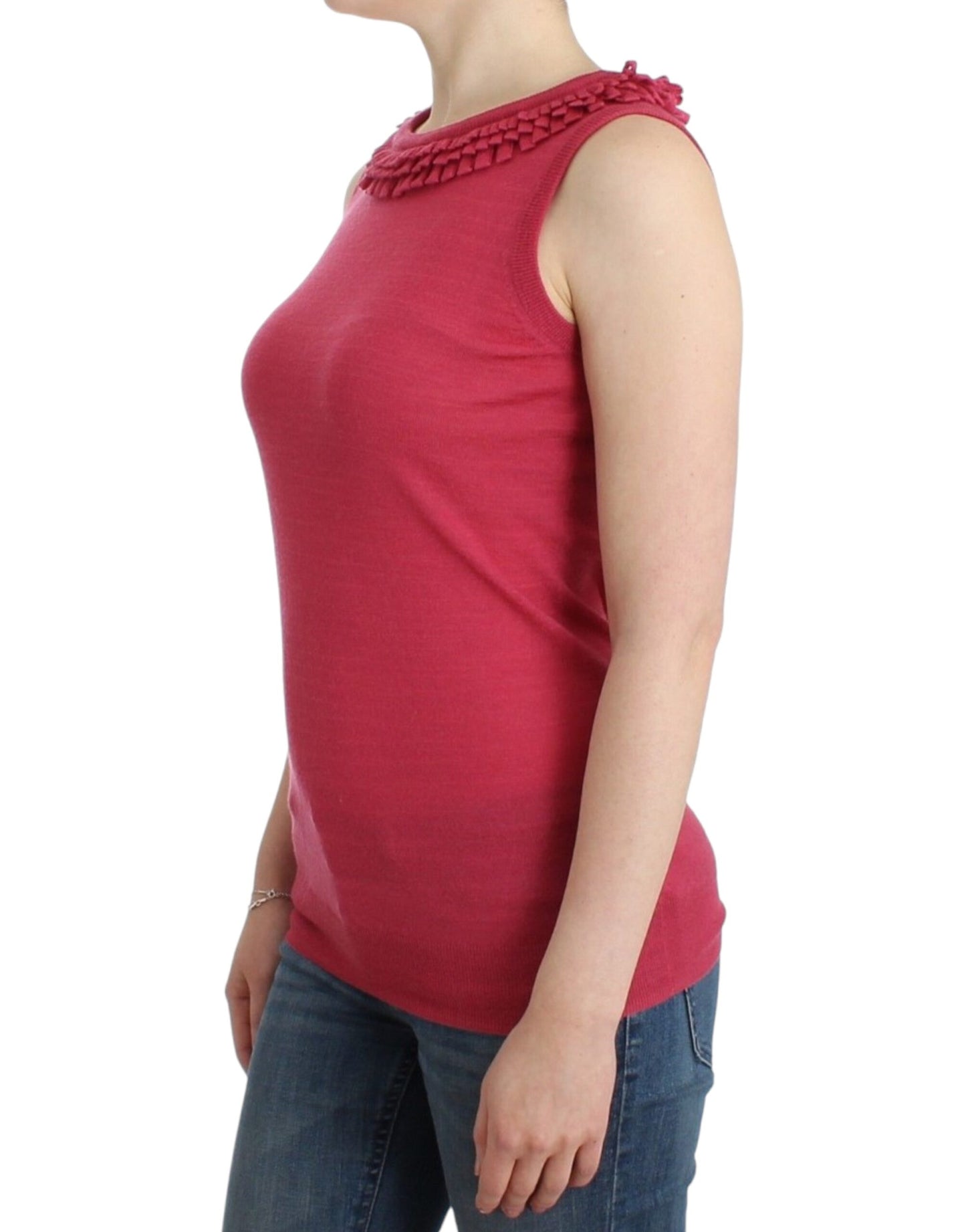 Top en laine rose à maille de John Galliano
