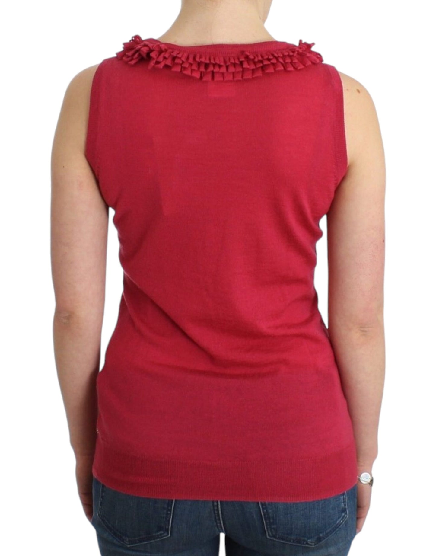 Top en laine rose à maille de John Galliano