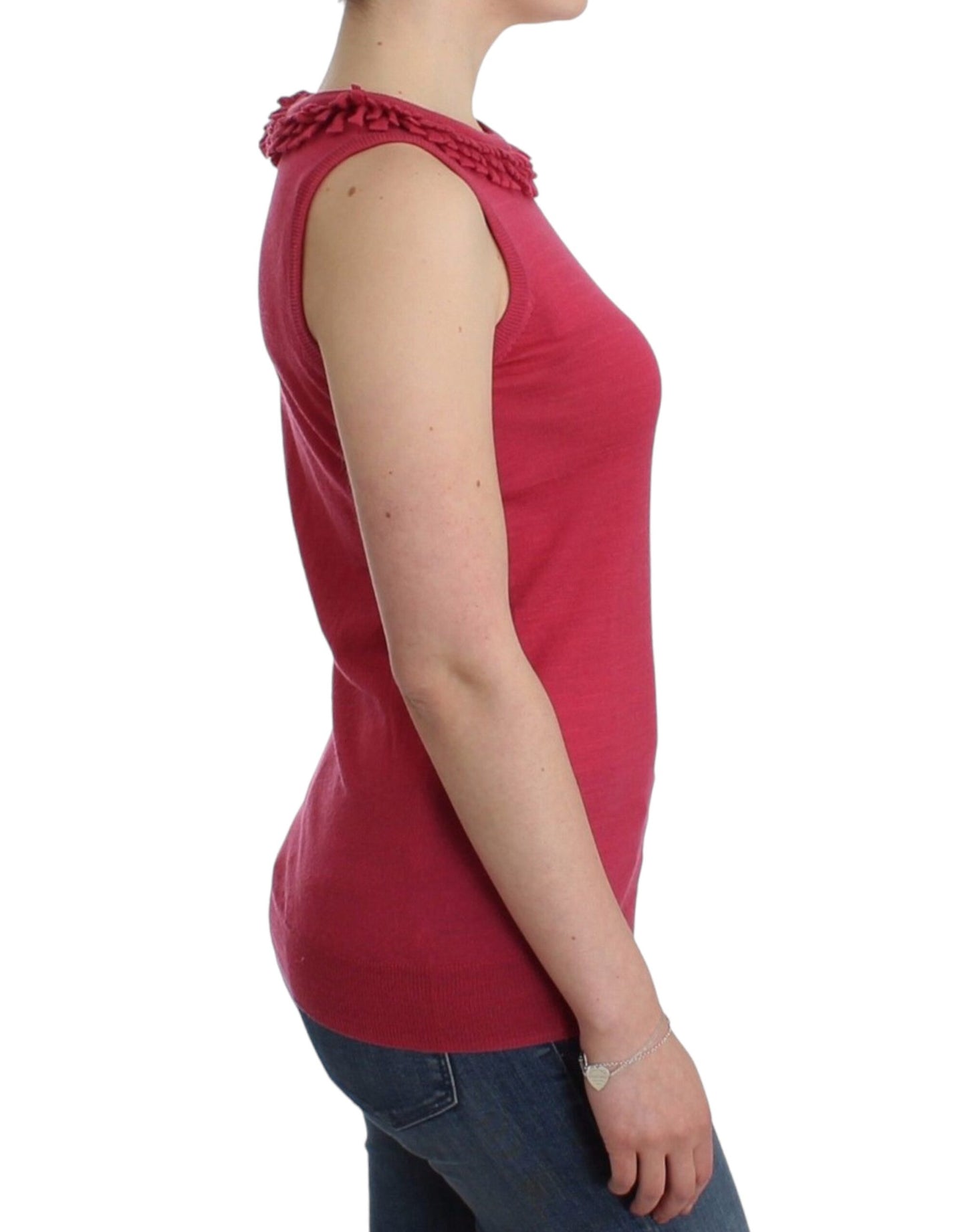 Top en laine rose à maille de John Galliano