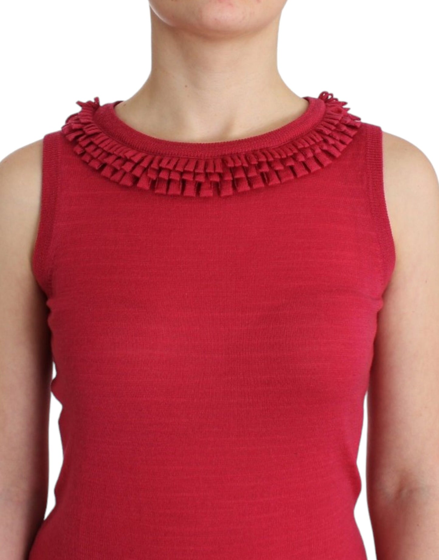 Top en laine rose à maille de John Galliano