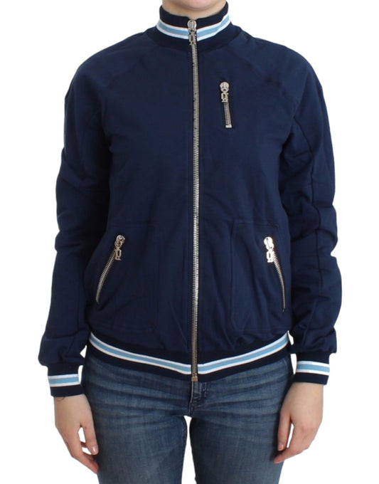 Cardigan en coton bleu à fermeture éclair de John Galliano