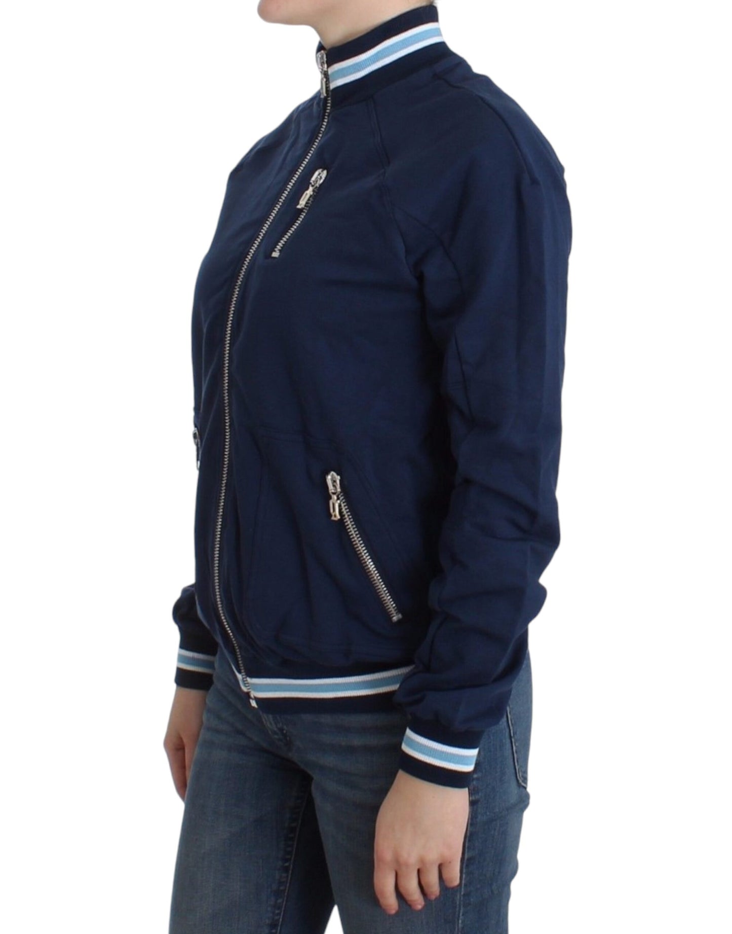 Cardigan en coton bleu à fermeture éclair de John Galliano