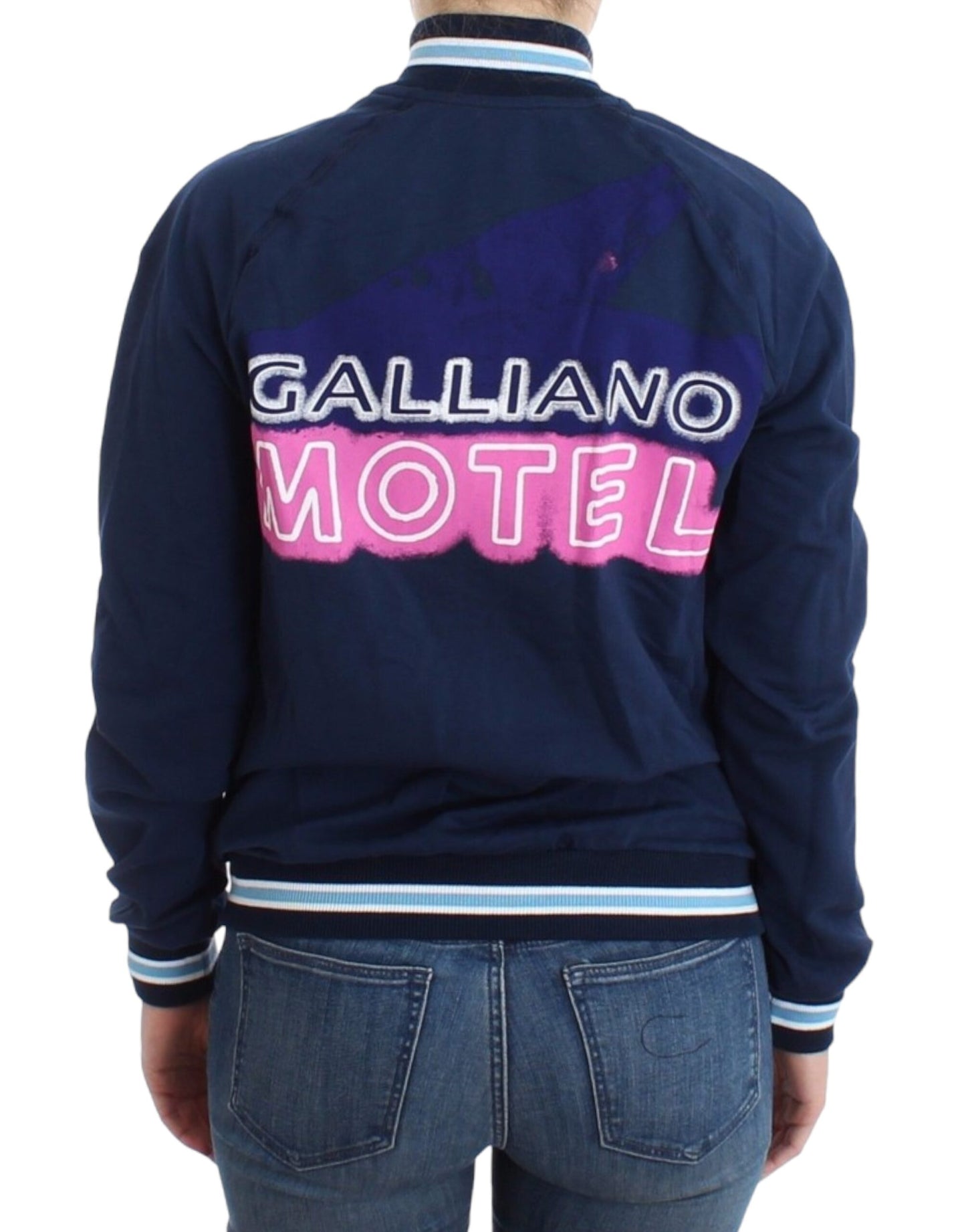 Cardigan en coton bleu à fermeture éclair de John Galliano