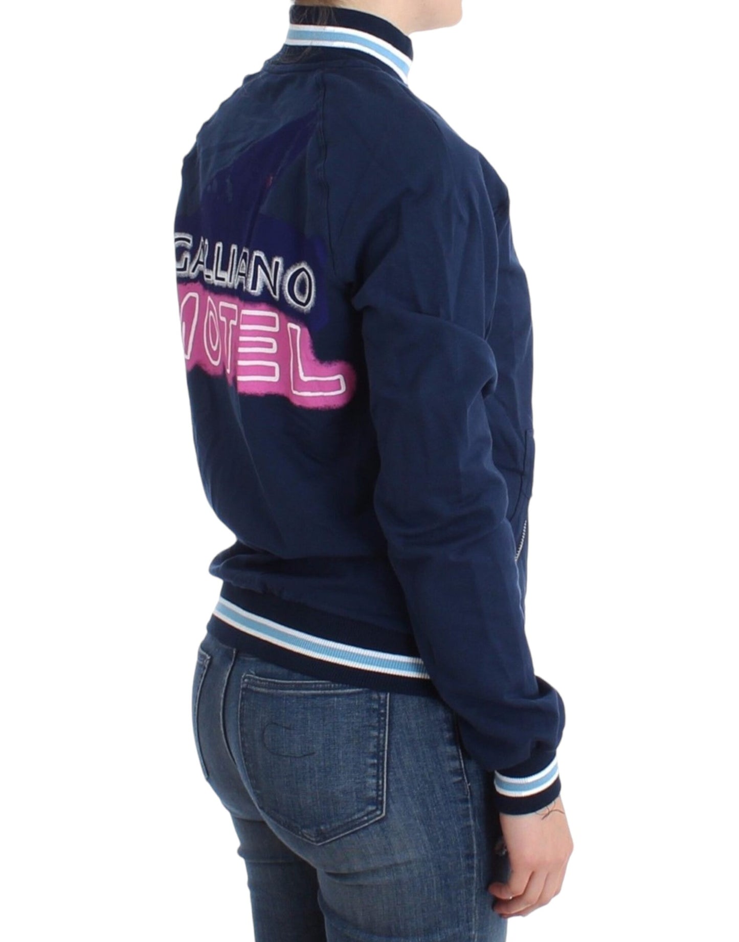 Cardigan en coton bleu à fermeture éclair de John Galliano