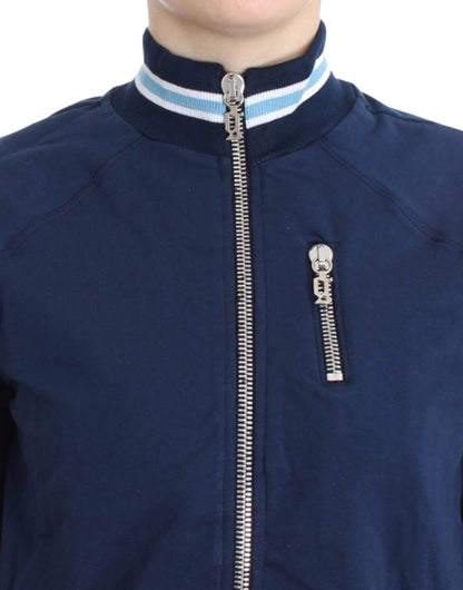 Cardigan en coton bleu à fermeture éclair de John Galliano