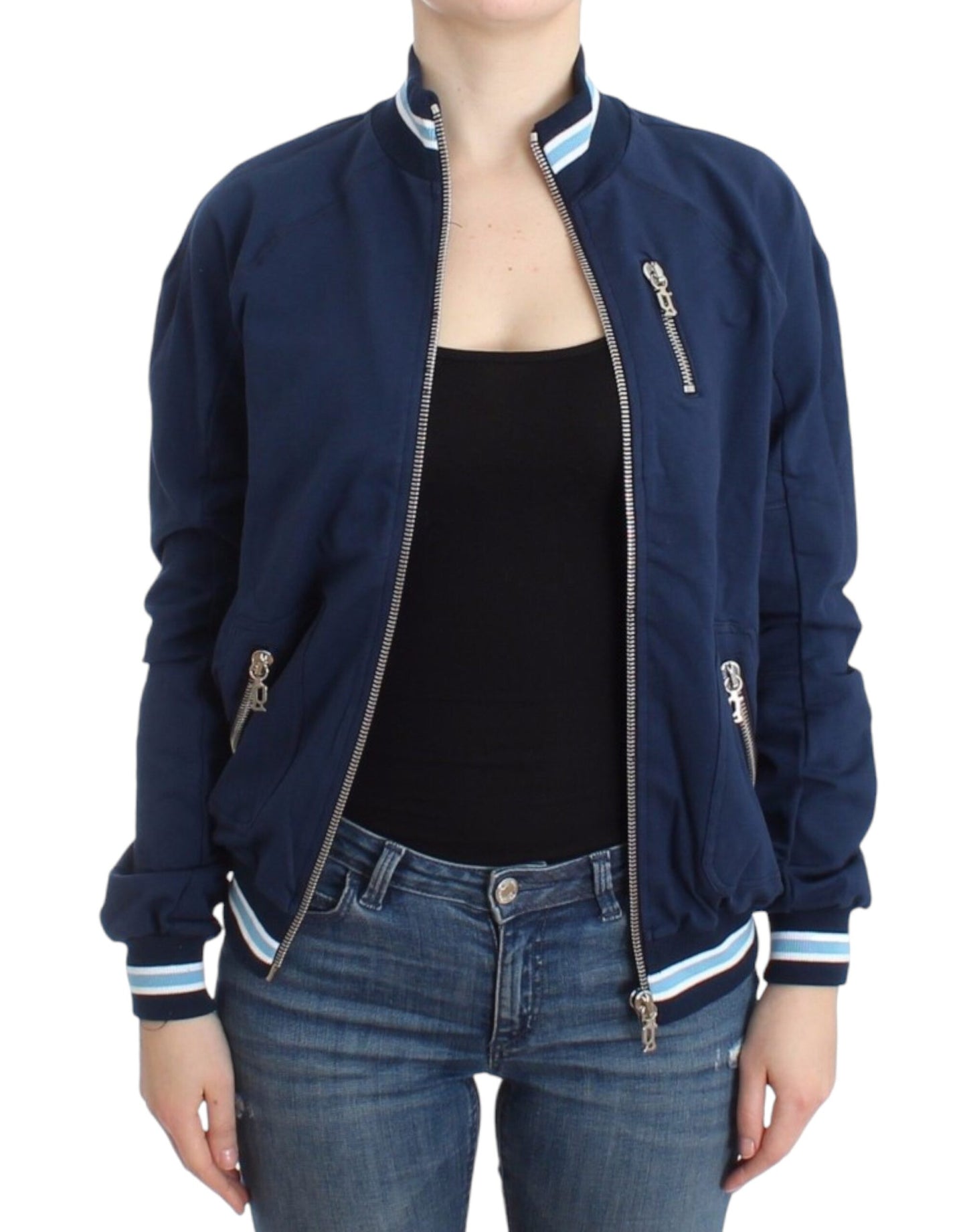 Cardigan en coton bleu à fermeture éclair de John Galliano