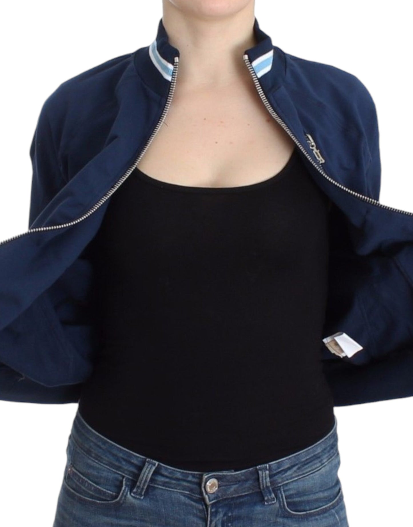 Cardigan en coton bleu à fermeture éclair de John Galliano
