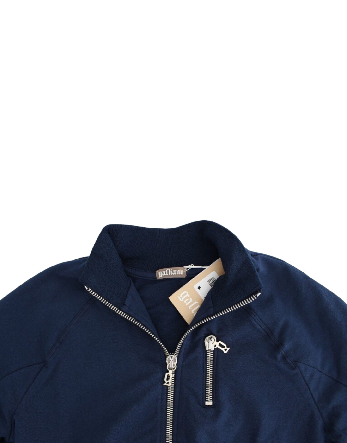 Cardigan en coton bleu à fermeture éclair de John Galliano