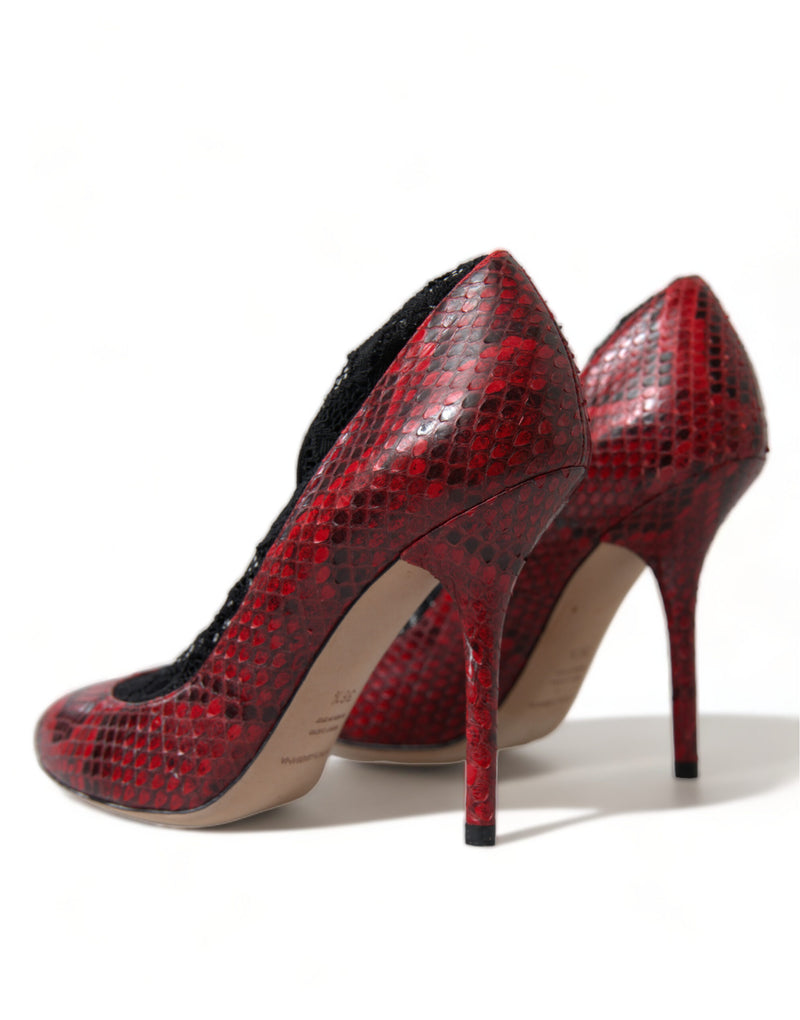 Dolce & Gabbana Red Ayers Leather Lace Socks Pumps