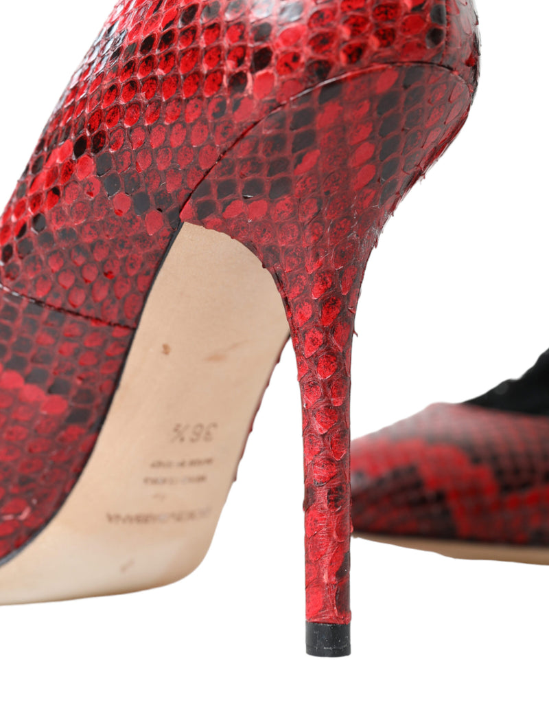 Dolce & Gabbana Red Ayers Leather Lace Socks Pumps