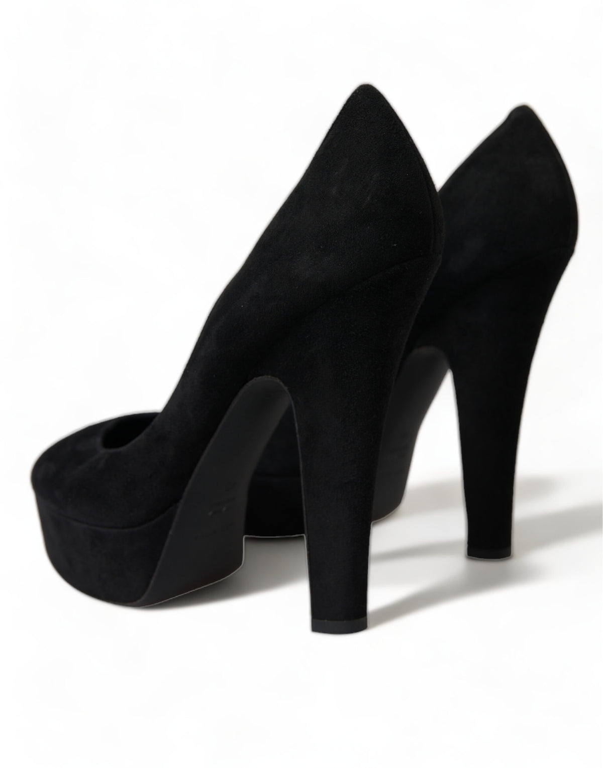 Dolce & Gabbana Black Suede Leather Platform Heel Pumps