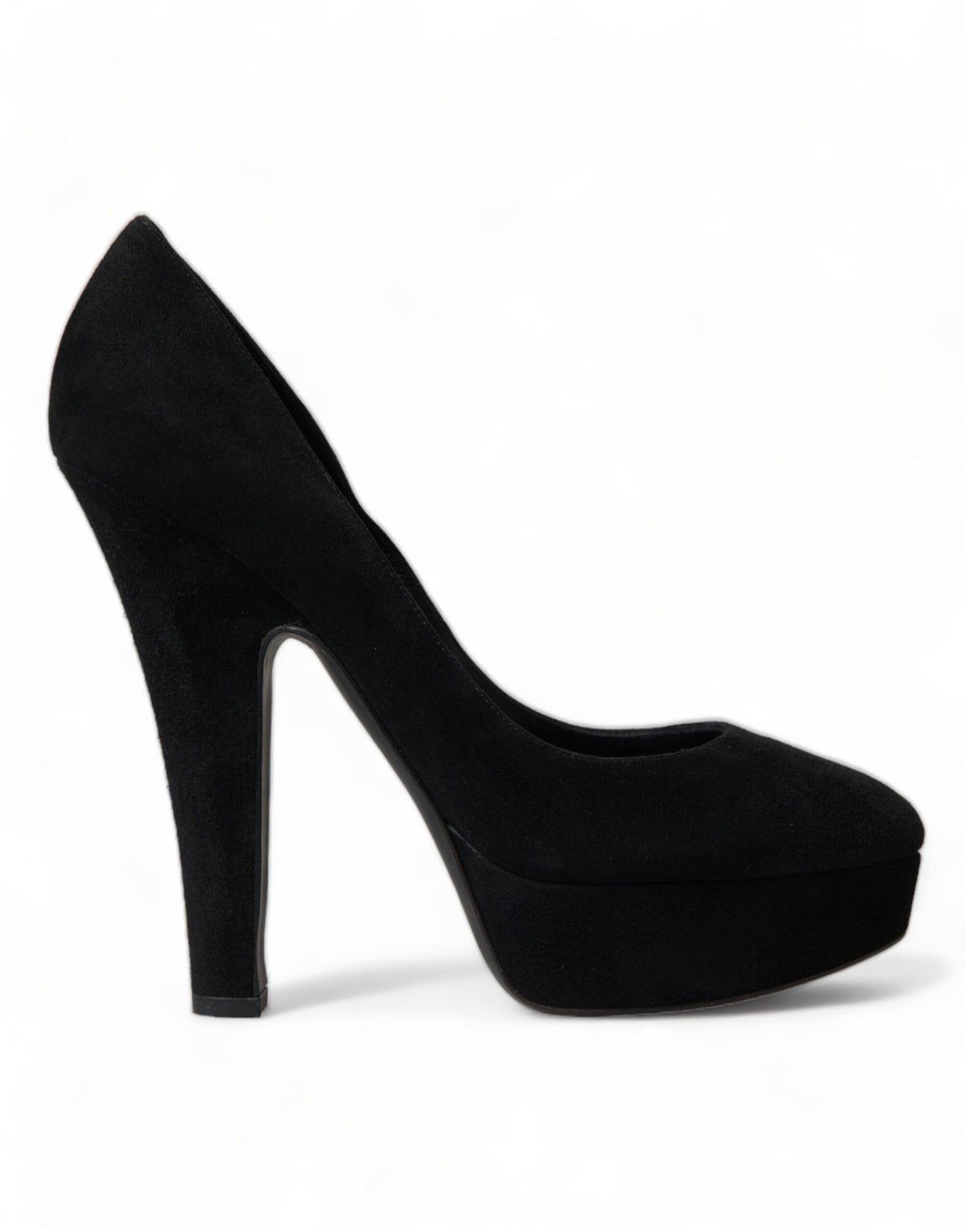 Dolce & Gabbana Black Suede Leather Platform Heel Pumps