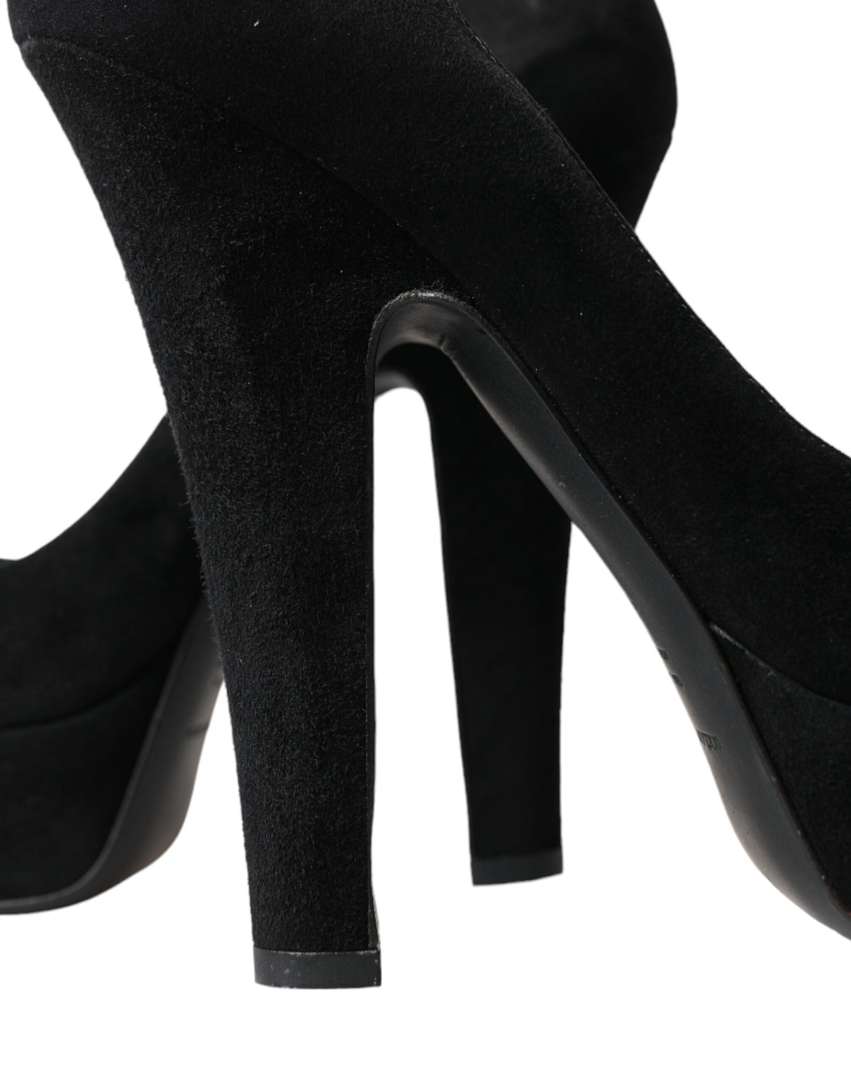 Dolce & Gabbana Black Suede Leather Platform Heel Pumps