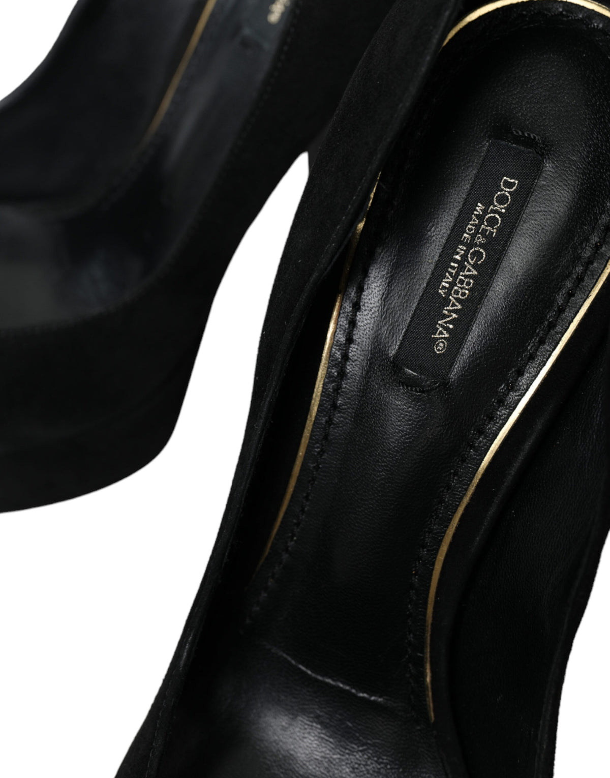 Dolce & Gabbana Black Suede Leather Platform Heel Pumps