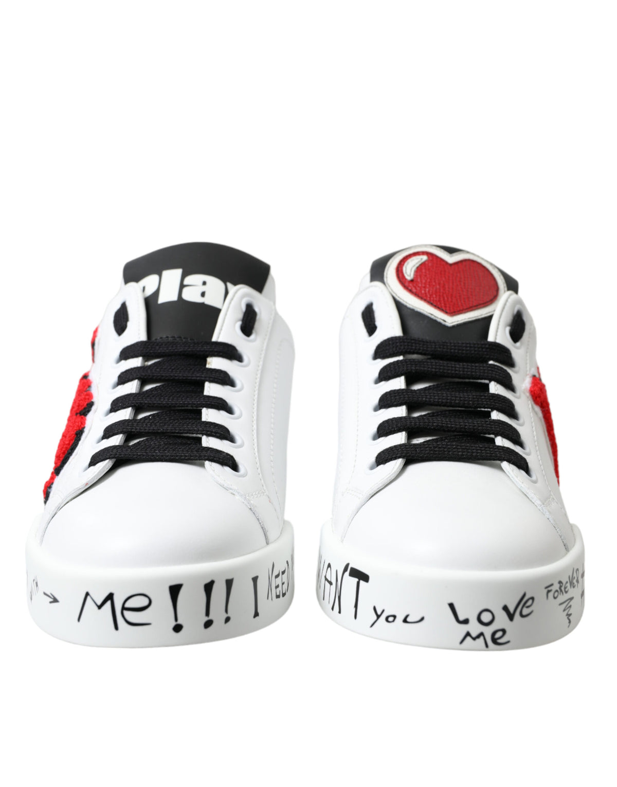 Dolce & Gabbana White Love Patch Portofino Classic Sneakers