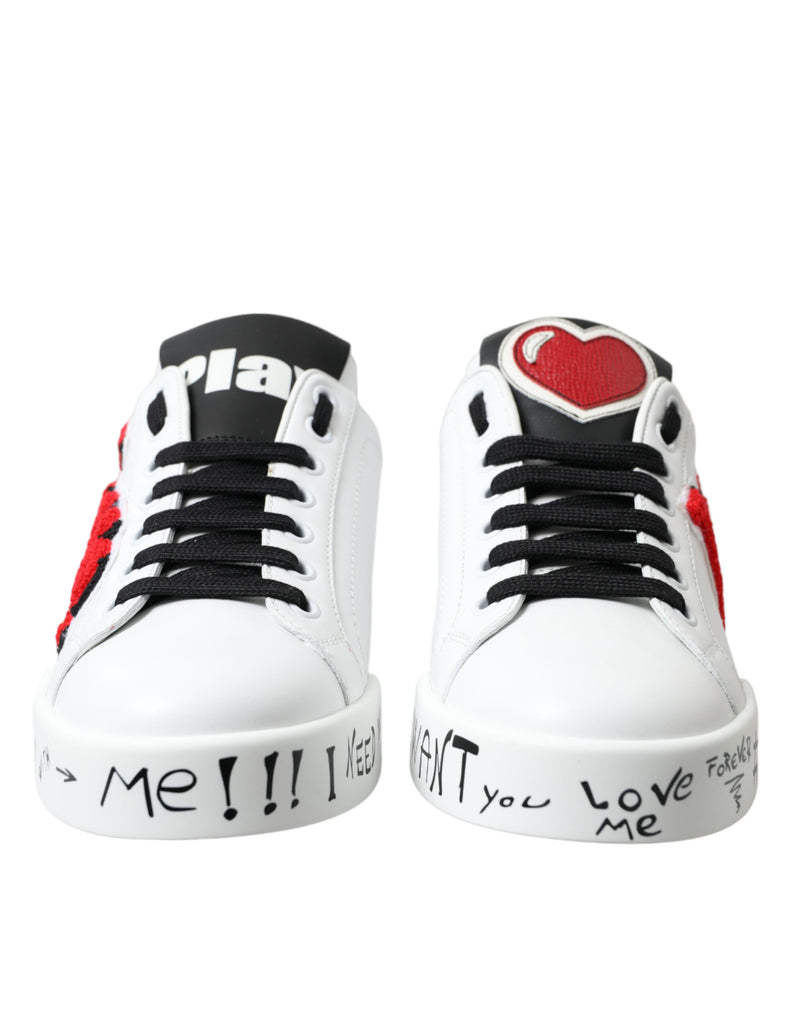 Dolce & Gabbana White Love Patch Portofino Classic Sneakers