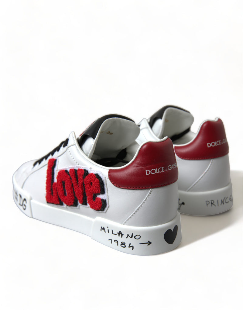 Dolce & Gabbana White Love Patch Portofino Classic Sneakers