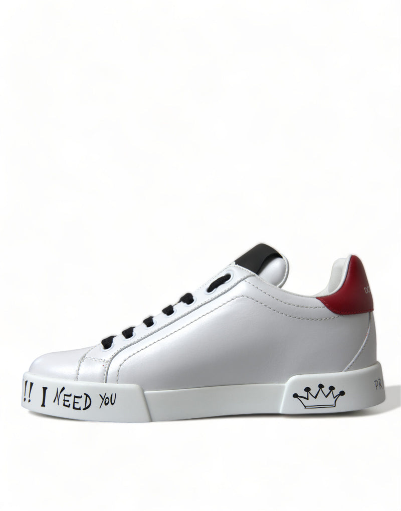 Dolce & Gabbana White Love Patch Portofino Classic Sneakers
