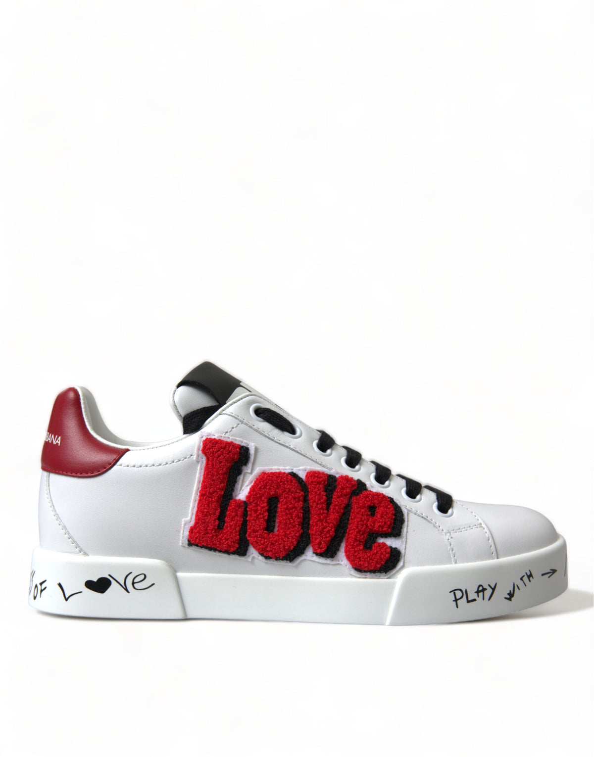 Dolce & Gabbana White Love Patch Portofino Classic Sneakers