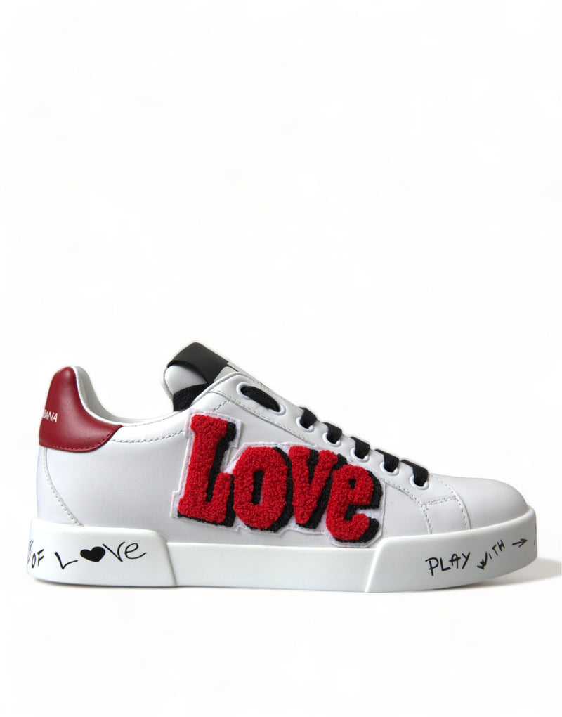 Dolce & Gabbana White Love Patch Portofino Classic Sneakers