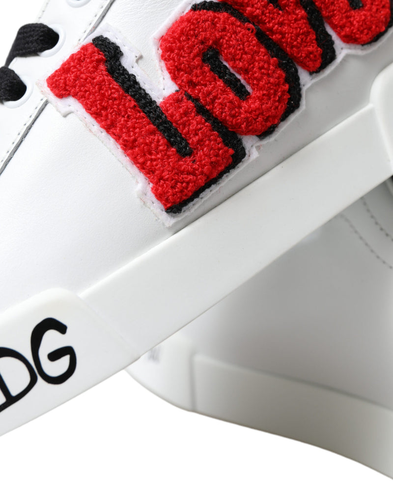 Dolce & Gabbana White Love Patch Portofino Classic Sneakers