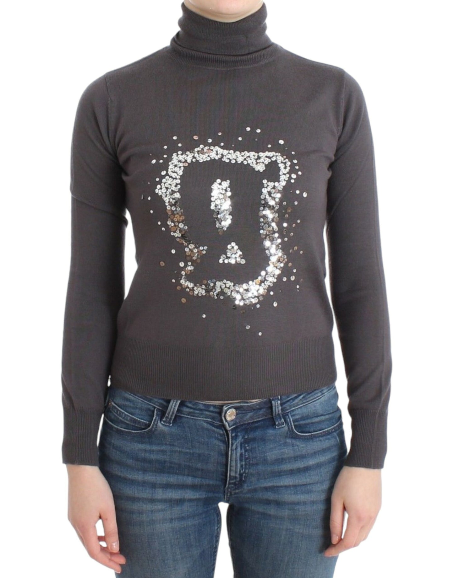 Pull en coton à col montant brun de John Galliano