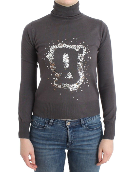 Pull en coton à col montant brun de John Galliano