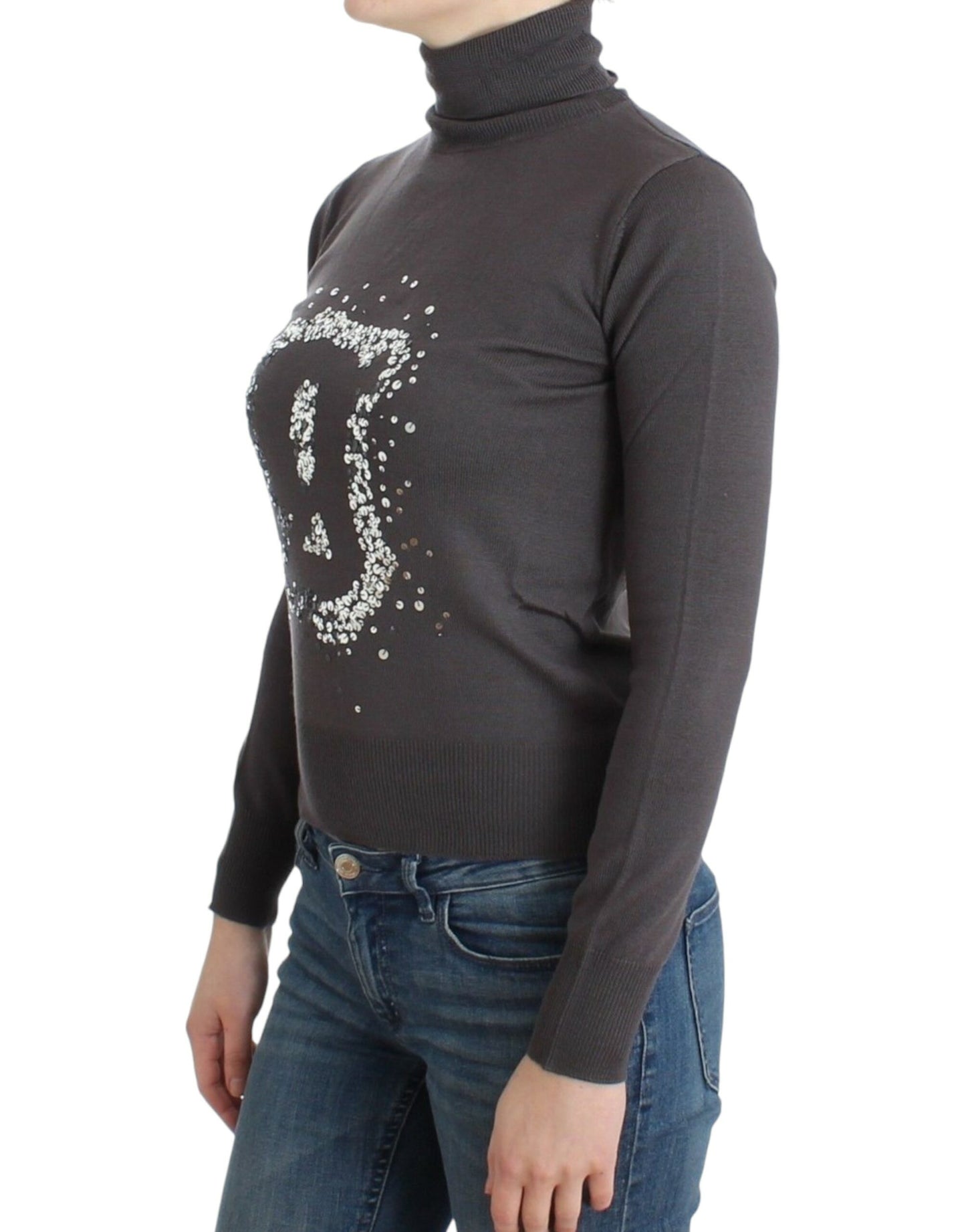 Pull en coton à col montant brun de John Galliano