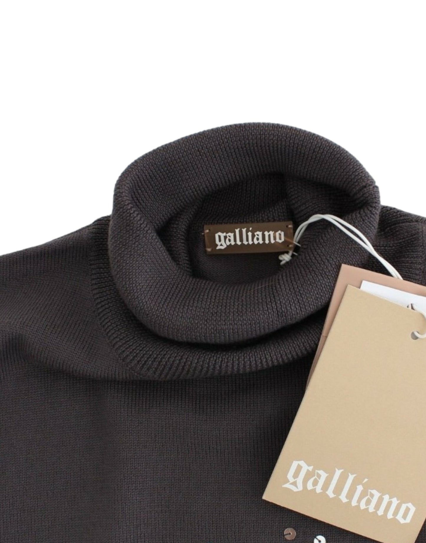 Pull en coton à col montant brun de John Galliano