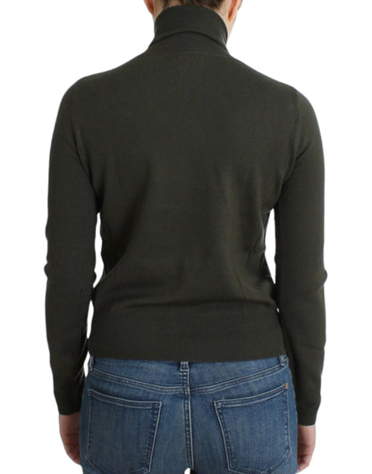 Pull col montant en laine verte de John Galliano