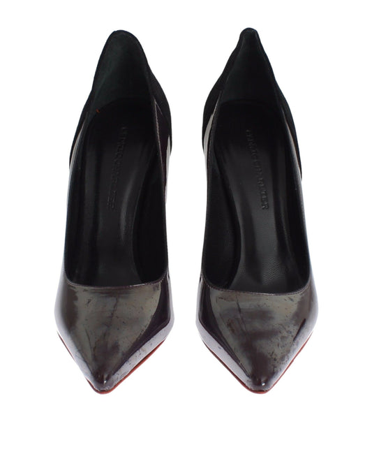 Escarpins à talons en cuir et daim gris et noir de Cédric Charlier