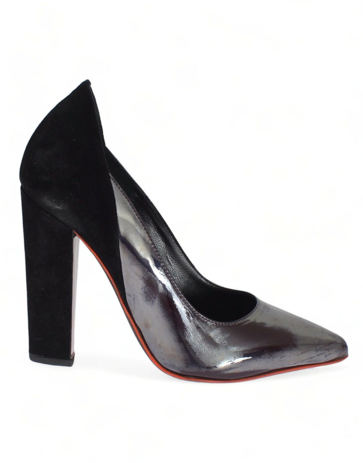 Escarpins à talons en cuir et daim gris et noir de Cédric Charlier