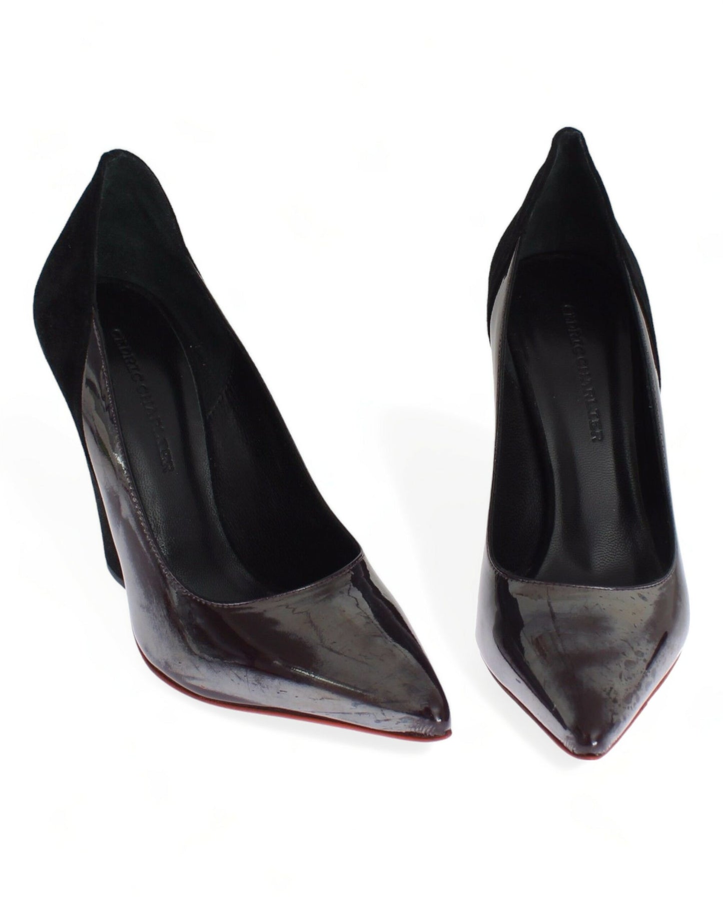 Escarpins à talons en cuir et daim gris et noir de Cédric Charlier
