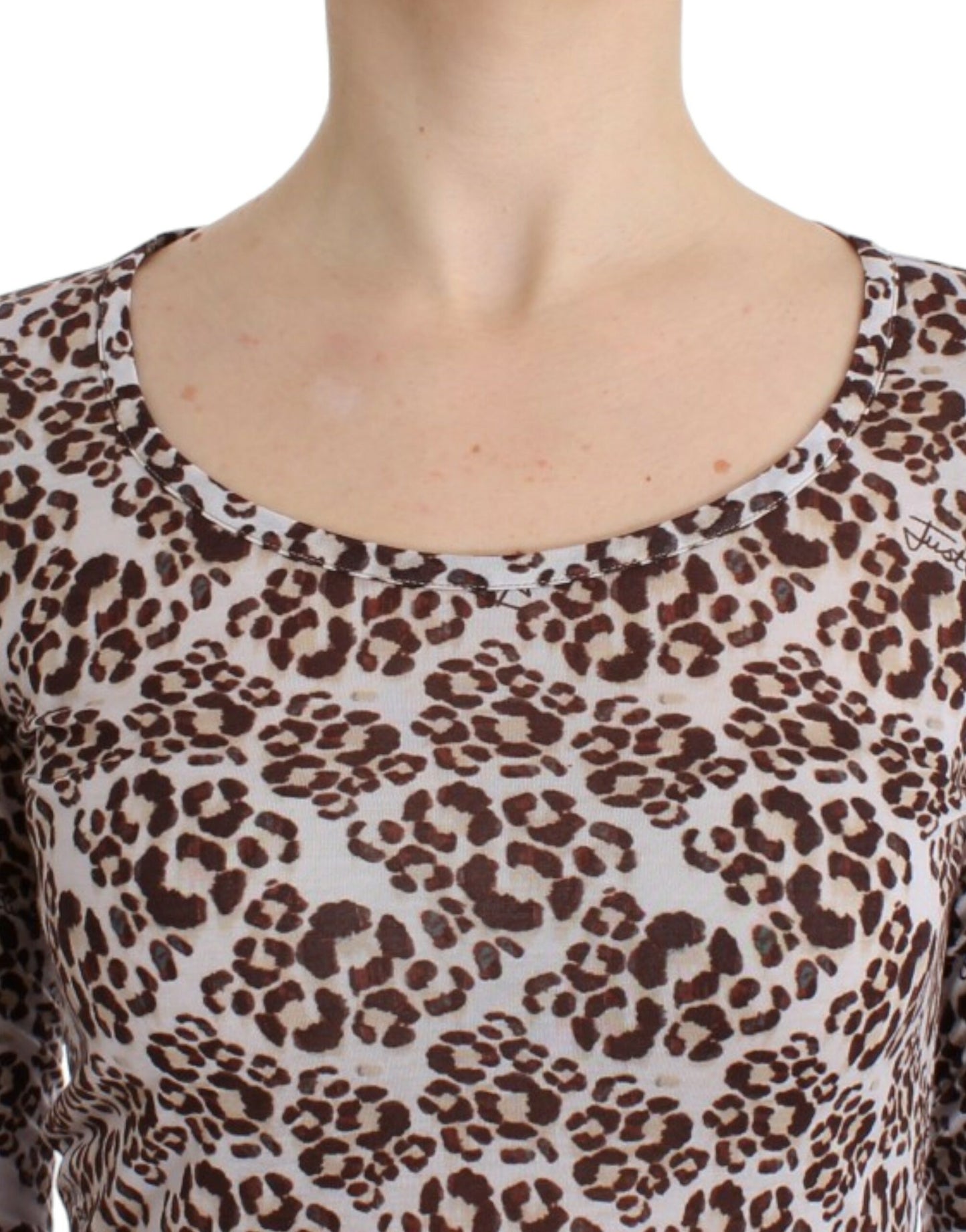 Top en dentelle à manches longues brun de Cavalli