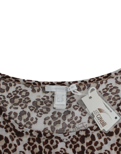 Top en dentelle à manches longues brun de Cavalli