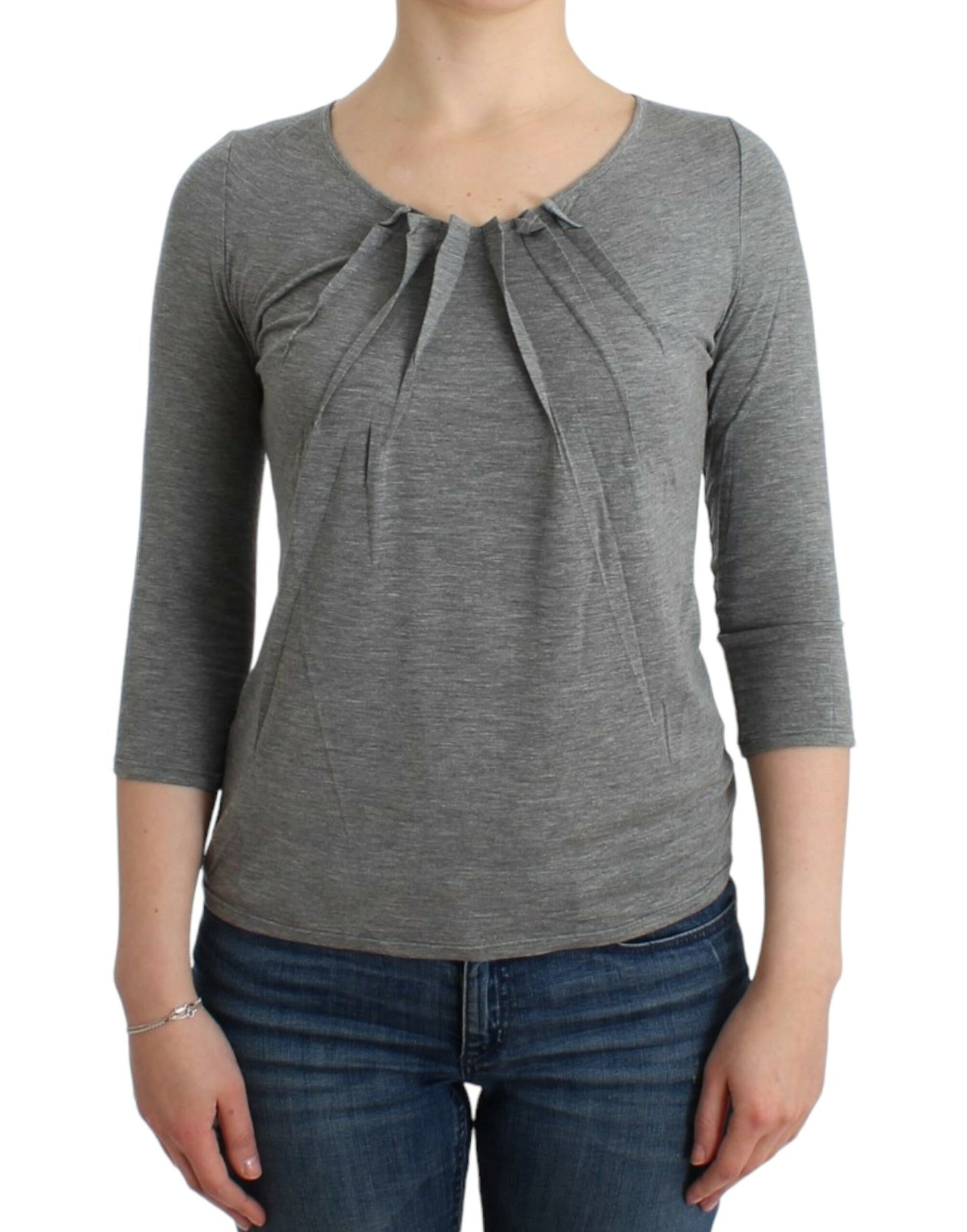 Top pull-over gris à manches 3/4 de Cavalli