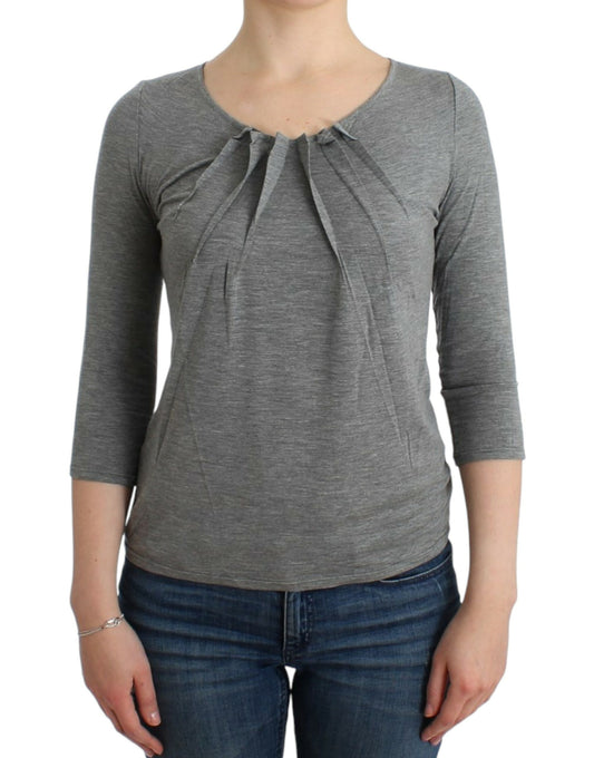 Top pull-over gris à manches 3/4 de Cavalli