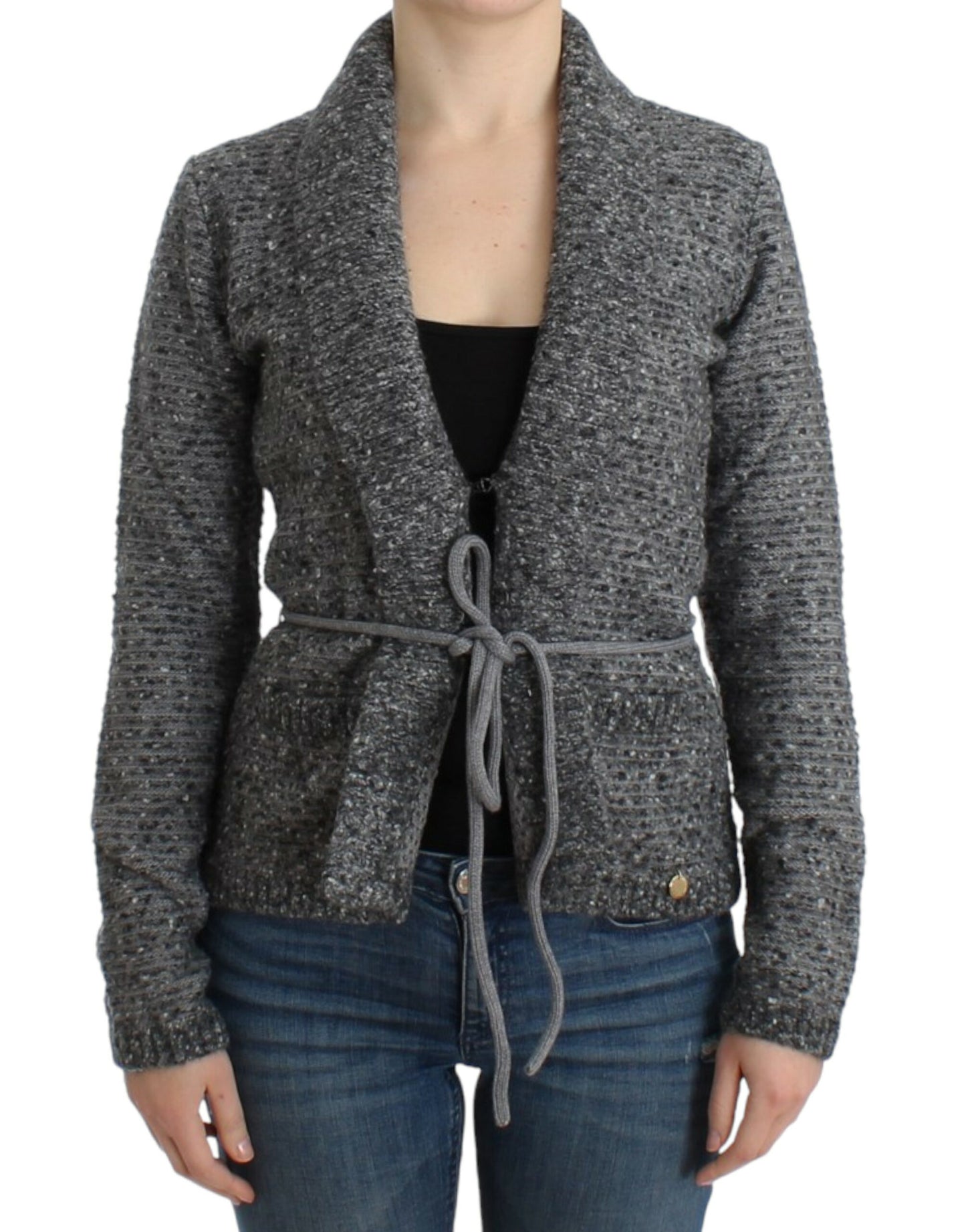 Cardigan en laine grise à porter sur les épaules de Cavalli
