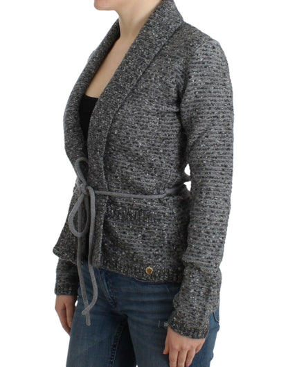Cardigan en laine grise à porter sur les épaules de Cavalli