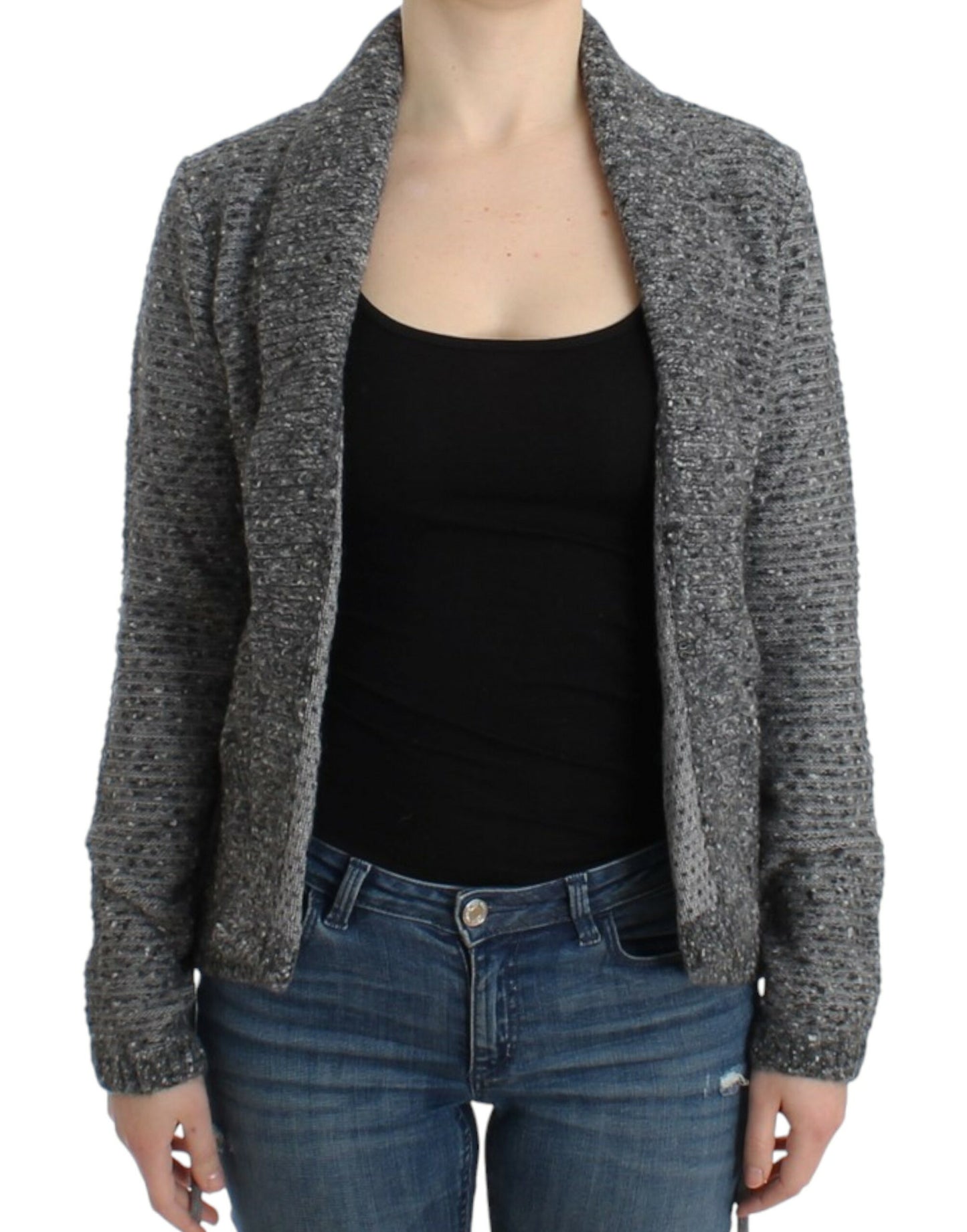 Cardigan en laine grise à porter sur les épaules de Cavalli