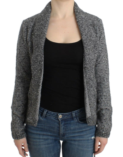 Cardigan en laine grise à porter sur les épaules de Cavalli