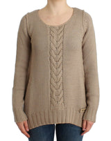 Pull en laine beige tricoté de Cavalli