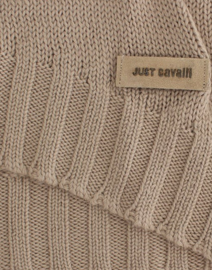 Pull en laine beige tricoté de Cavalli