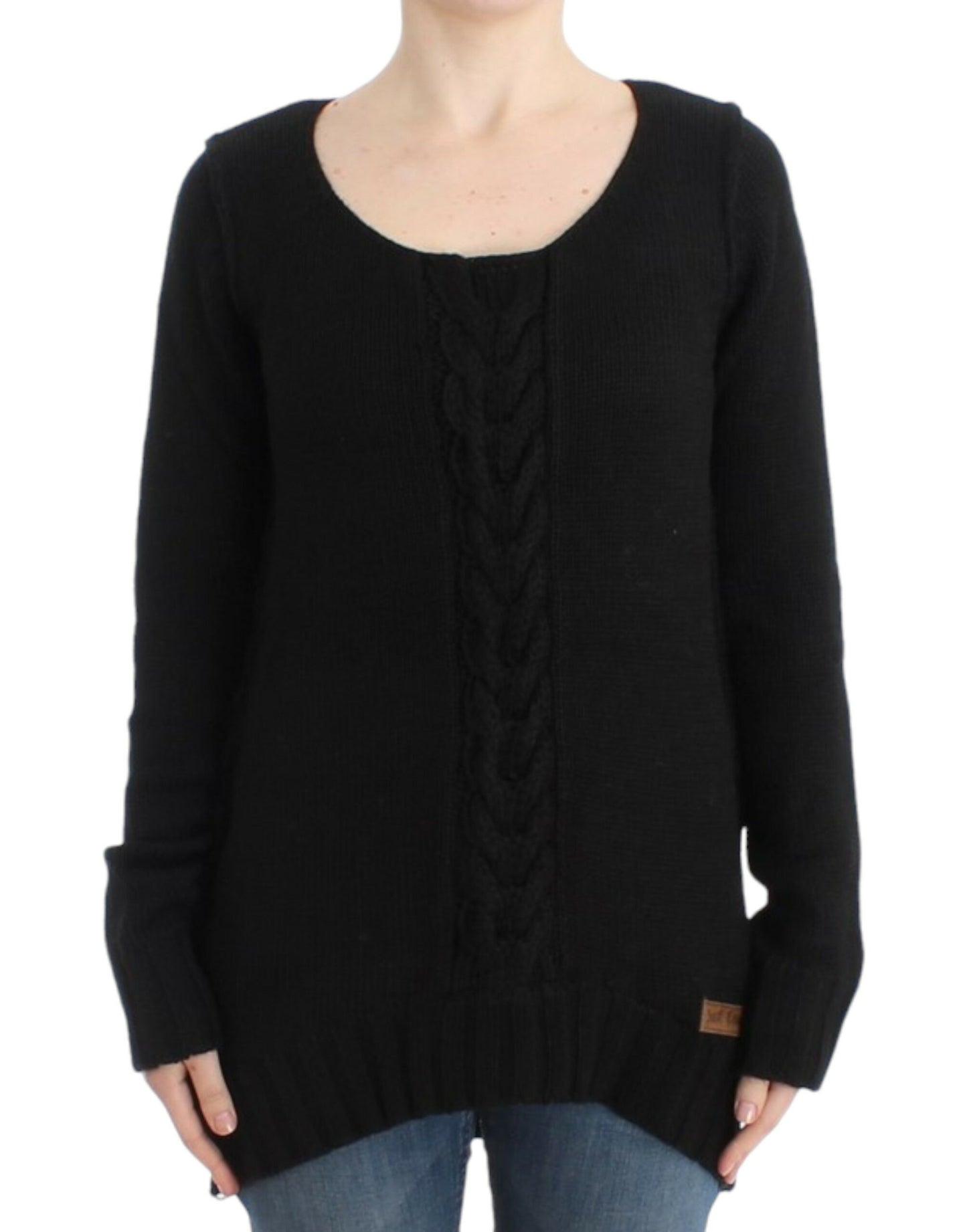 Pull en laine noire à maille de Cavalli