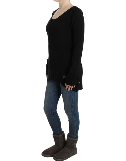 Pull en laine noire à maille de Cavalli